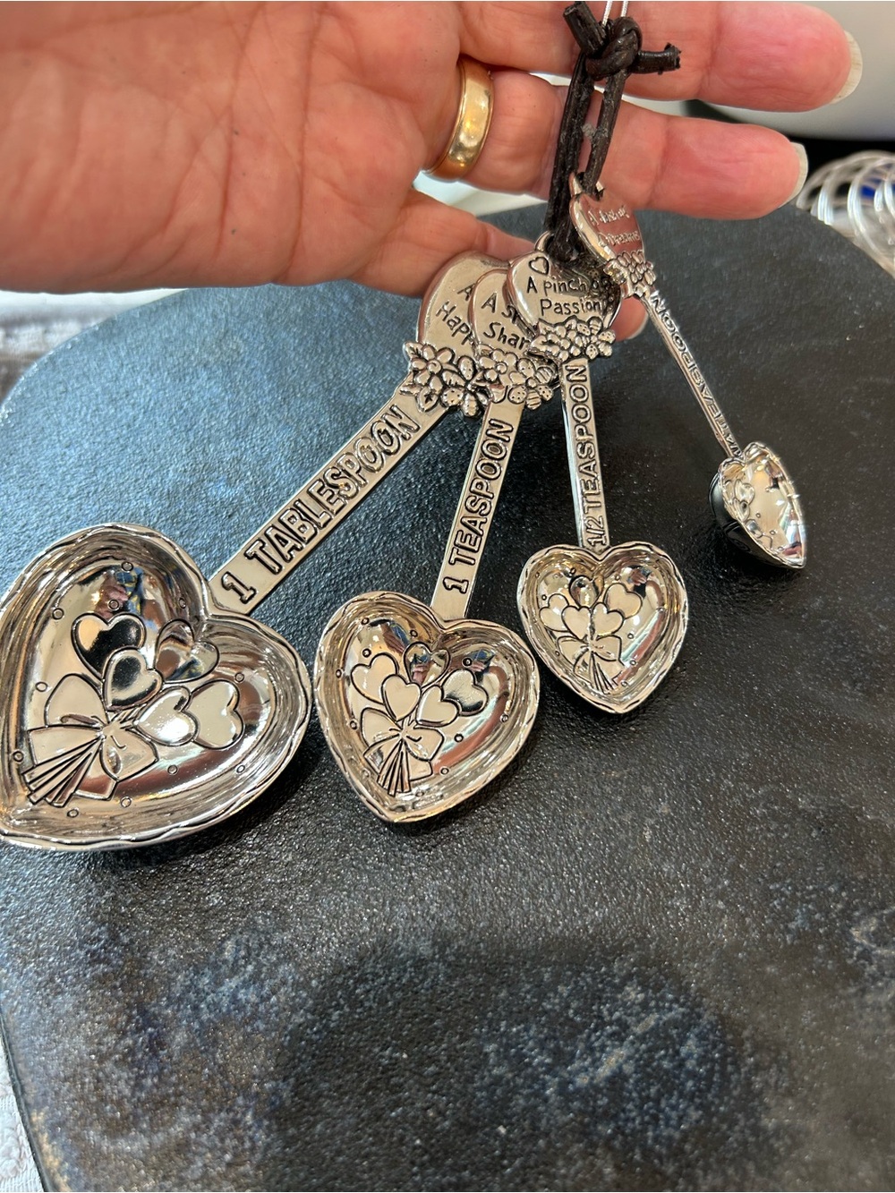 Ganz Heart-Shaped Measuring Spoon Set - Silver Tone
